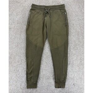 Zara Man Moto Ribbed Pull On Jogger Pants Men's Size Medium Olive Green Stretch